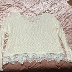 Decree Cream Lace Hem Sweater